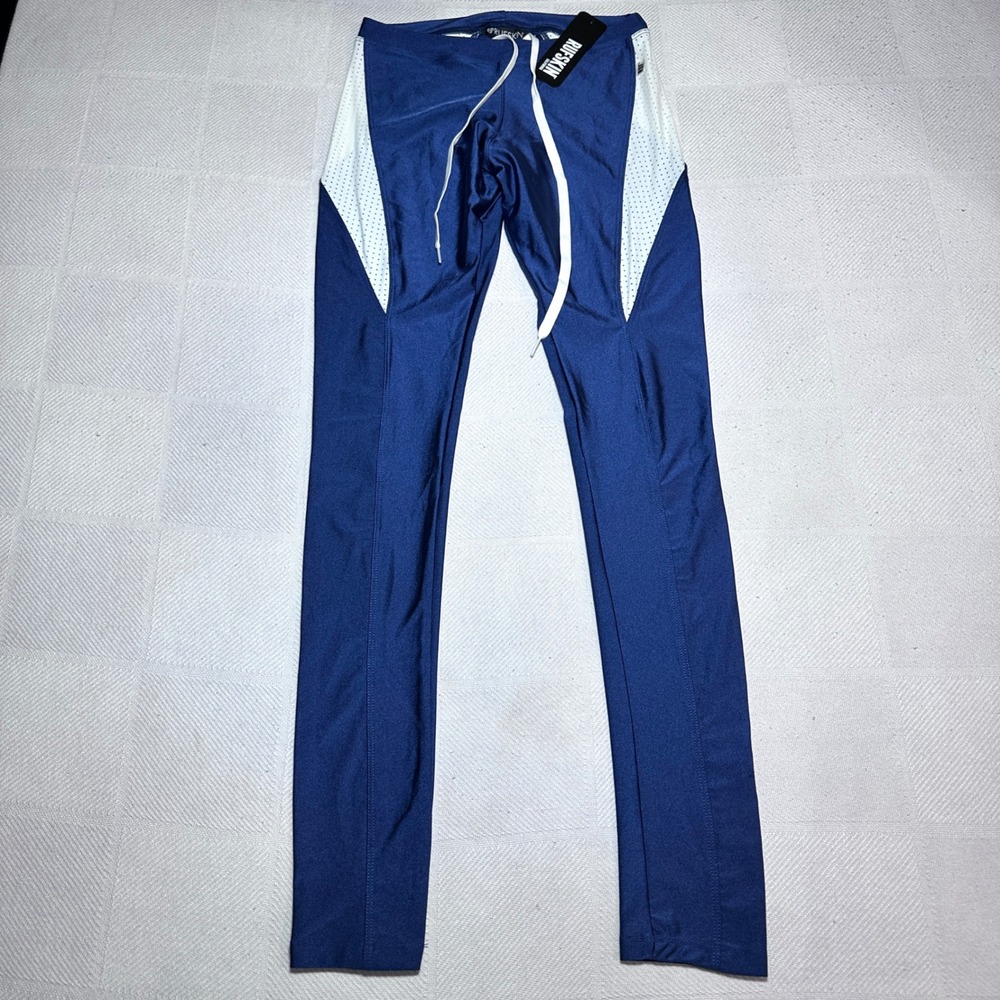 NEW Rufskin Requim Leggings Mens Small Mesh Panel Compression Pants Blue White